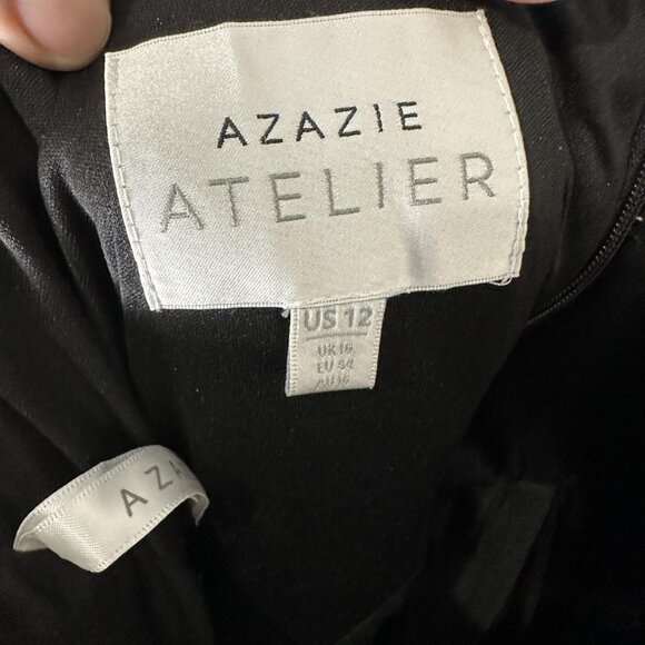 Azazie Atelier Dress Womens 12 Black Blush Pink Joanna Bow Mini Velvet Cocktail - Picture 8 of 10